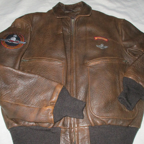 VINTAGE SCHOTT NYC BOMBER PILOT G1 TOP GUN WINGS LEATHER JACKET 42